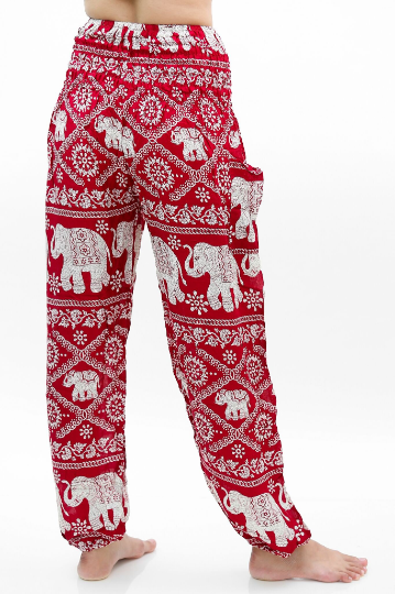 Load image into Gallery viewer, Burgundy ELEPHANT Pants Women Boho Pants Hippie Pants Yoga
